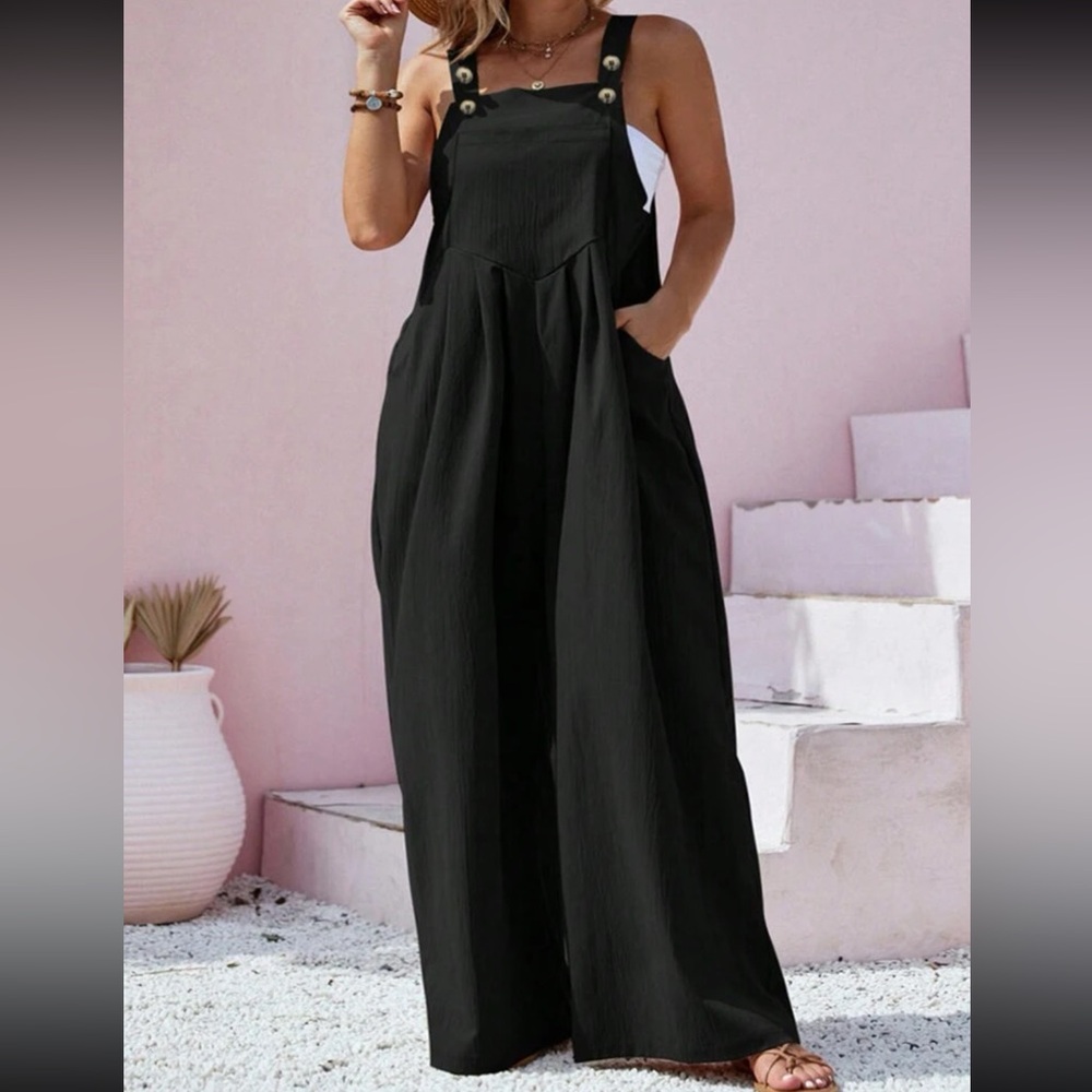 Plus size pink overall jumpsuit - Picture 9 of 14